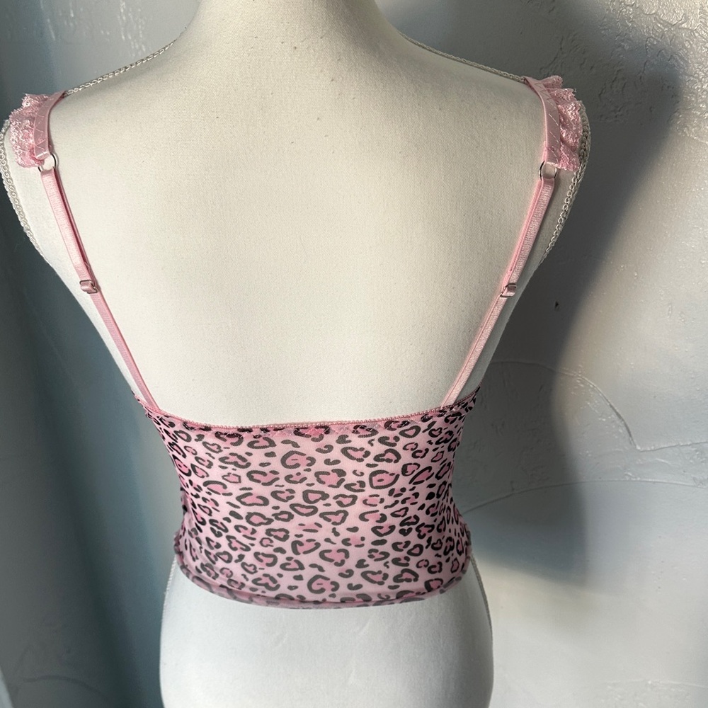 ROMWE Pink Animal Print Lace Camisole - Picture 4 of 8